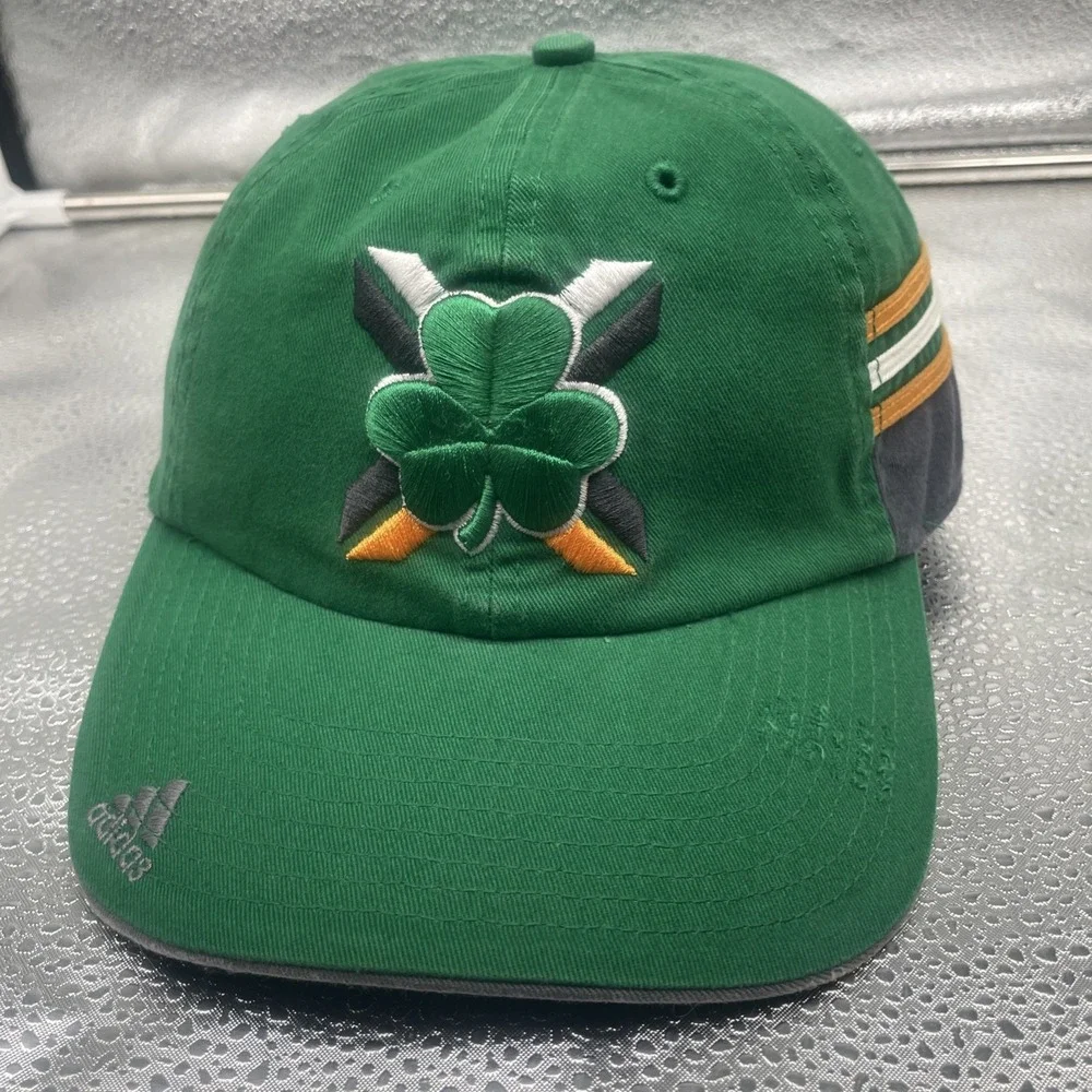 VTG NOTRE DAME FIGHTING IRISH CLOVER Adidas‎ Grey On Bib-Climate